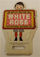 RARE EN-AR-CO WHITE ROSE LICENSE PLATE TOPPER