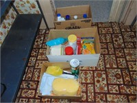 3 boxes of misc cleaning supplies