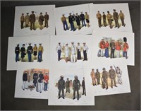 10 Color Plates, US Marine Uniforms, 1983