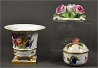 3 Porcelain Pieces,  Marked Herend