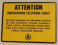 BELL CANADA UNDERGROUND CABLE S/S ALUMINUM SIGN