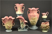 6 Pottery  Art Pieces,"Wildflowers,"  Marked Hull