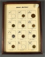 10 Antique Brass Zodiac Clothing Buttons