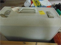 Vintage luggage, cast sad iron, slaw cutter