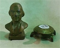 Brass Turtle & Thomas Jefferson bust