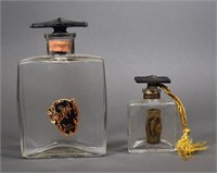 Circa 1920's Perfume Bottles, Molded Black Stopper