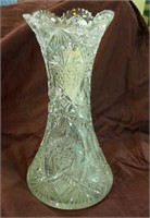 Cut glass crystal vase, 12" tall