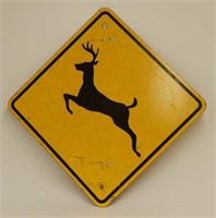 VINTAGE DEER CROSSING S/S PAINTED METAL SIGN