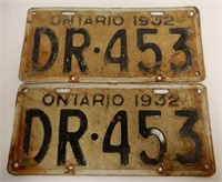 1932 ONTARIO PAIR OF DOCTOR'S TIN LICENSE PLATES