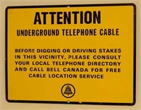 BELL CANADA TELEPHONE CABLE S/S ALUMINUM SIGN