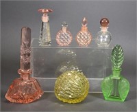 7 Vintage Crystal Perfume Bottles,  Marked Czech