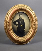 1/4 Plate Tintype of Union Officer w/ Sword