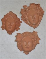 Group of Three Terracotta Masks w/ Fruit