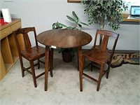 Bar height drop leaf table and 2 chairs