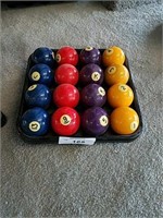 Set of pool balls with Cue Ball numbered and