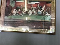 FRAMED DOGS PLAYING POOL PICTURE