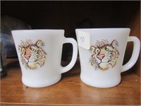 2 Fireking Texaco Tiger Adv. Coffee Mugs