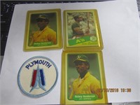 3 Ricky Henderson Baseball Cards & Plymouth