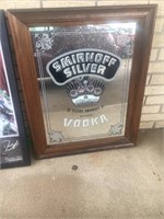 Smirnoff Silver framed mirror 29 inches tall