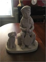 Austin Productions boy and dog tennis sculpture 1s