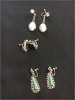 3 sets of Sterling silver earrings- 1 has turquoie