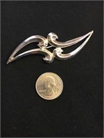 Long sterling silver brooch
