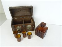 Treasure Chest with Bar Set - Appears Vintage