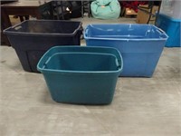 Three totes (two extra large) without lids
