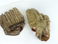 Set of Vintage Leather Baseball Gloves