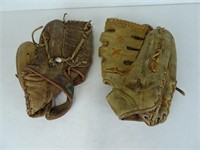 Set of Vintage Leather Baseball Gloves