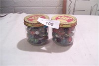 2pcs Vintage Jif jars and marbles