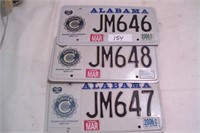 3pcs Alabama license plates # sequence