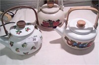 3pcs Vintage porcelain tea pots
