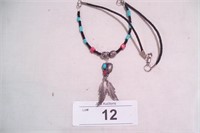 Turquoise Feather Native American necklace