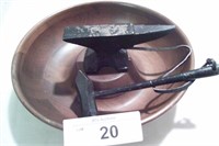 Vintage Anvil nut cracker w/ wooden bowl