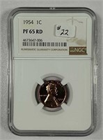 1954  Lincoln Cent  NGC PF-65 Red