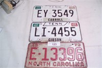 3pcs Vintage license plates TN & NC