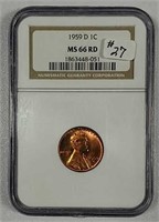 1959  Lincoln Cent  NGC MS-66 Red