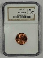 1962  Lincoln Cent  NGC MS-66 Red