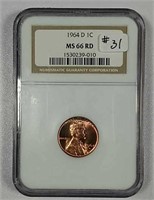 1964-D  Lincoln Cent  NGC MS-66 Red