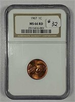 1967  Lincoln Cent  NGC MS-66 Red