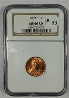 1969-D  Lincoln Cent  NGC MS-66 Red