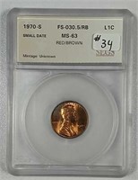 1970-S  Small Date Lincoln Cent   MS-63 Red/Brown