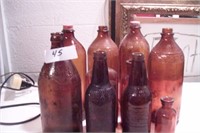 10pcs Vintage Brown glass bottles