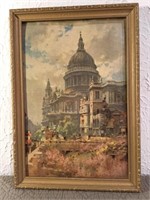 Framed print of St. Pauls Cathedral, London.