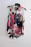 Sami & Jo Floral Zip Up Blouse Sz L