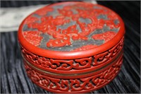 Enameled Brass / Coral Trinket Jar