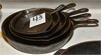 Cast iron pans (5) - 7" to 12" diam