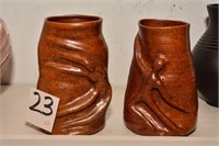 Matching sculpted vases - beautiful! 8" tall