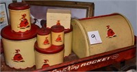 Great, old, matching bread box & canisters